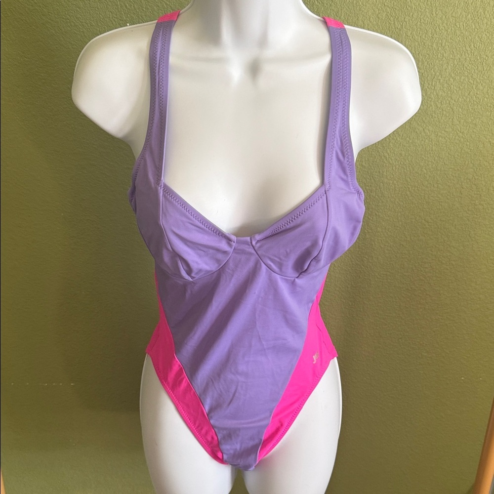 Vintage Jag Lavender and Hot Pink One-Piece